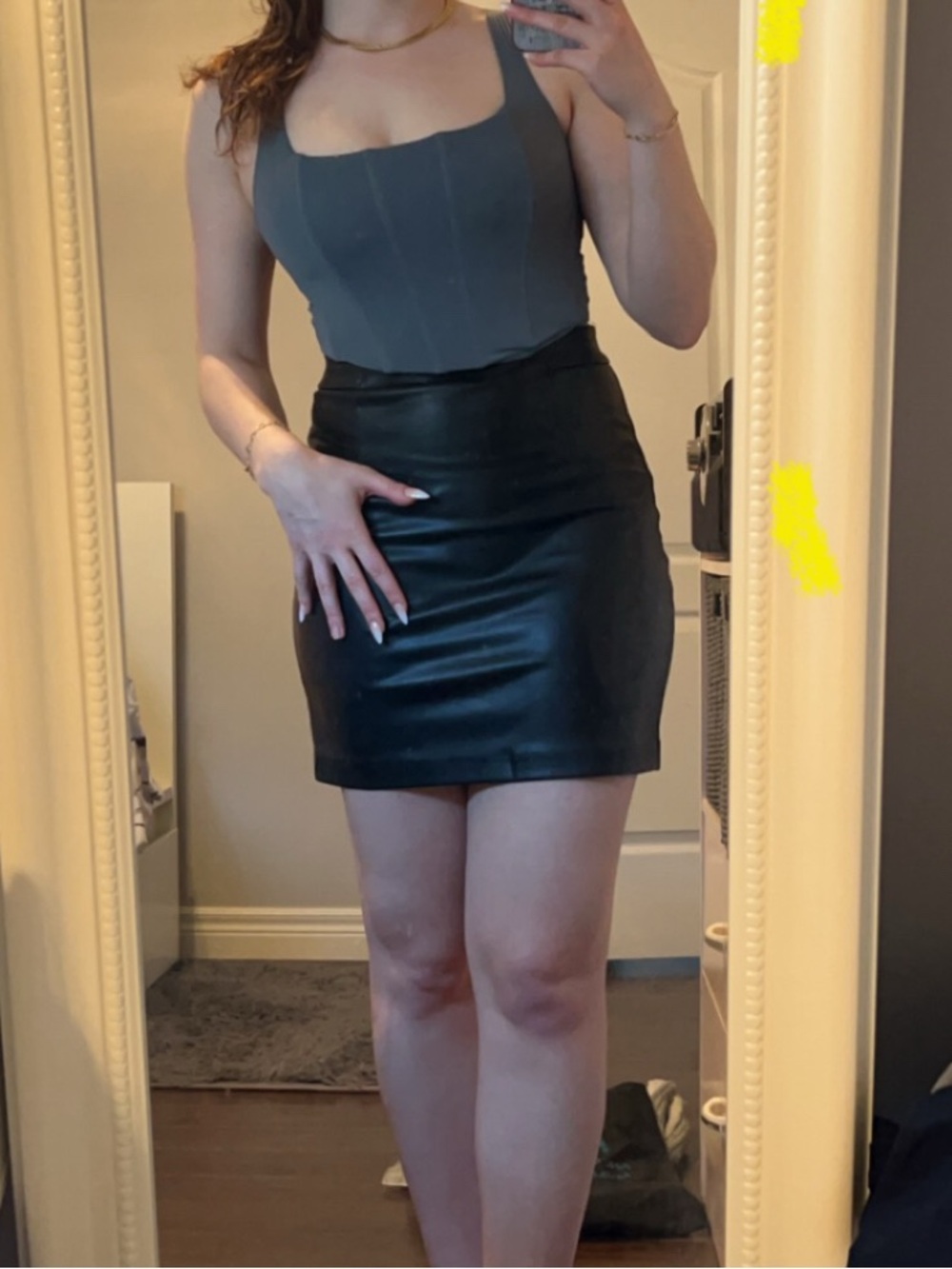 Dynamite Black Faux Leather Mini Skirt